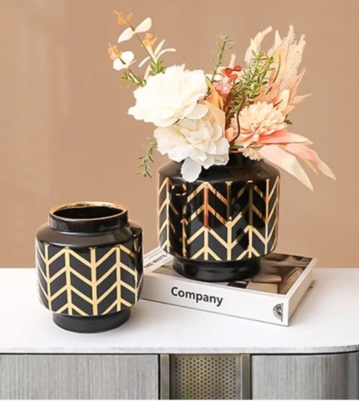 black and gold vase